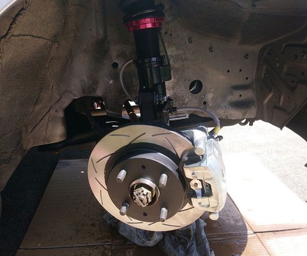 01.03.20 new shocker, rotor, caliper, pads and line mounted (4)